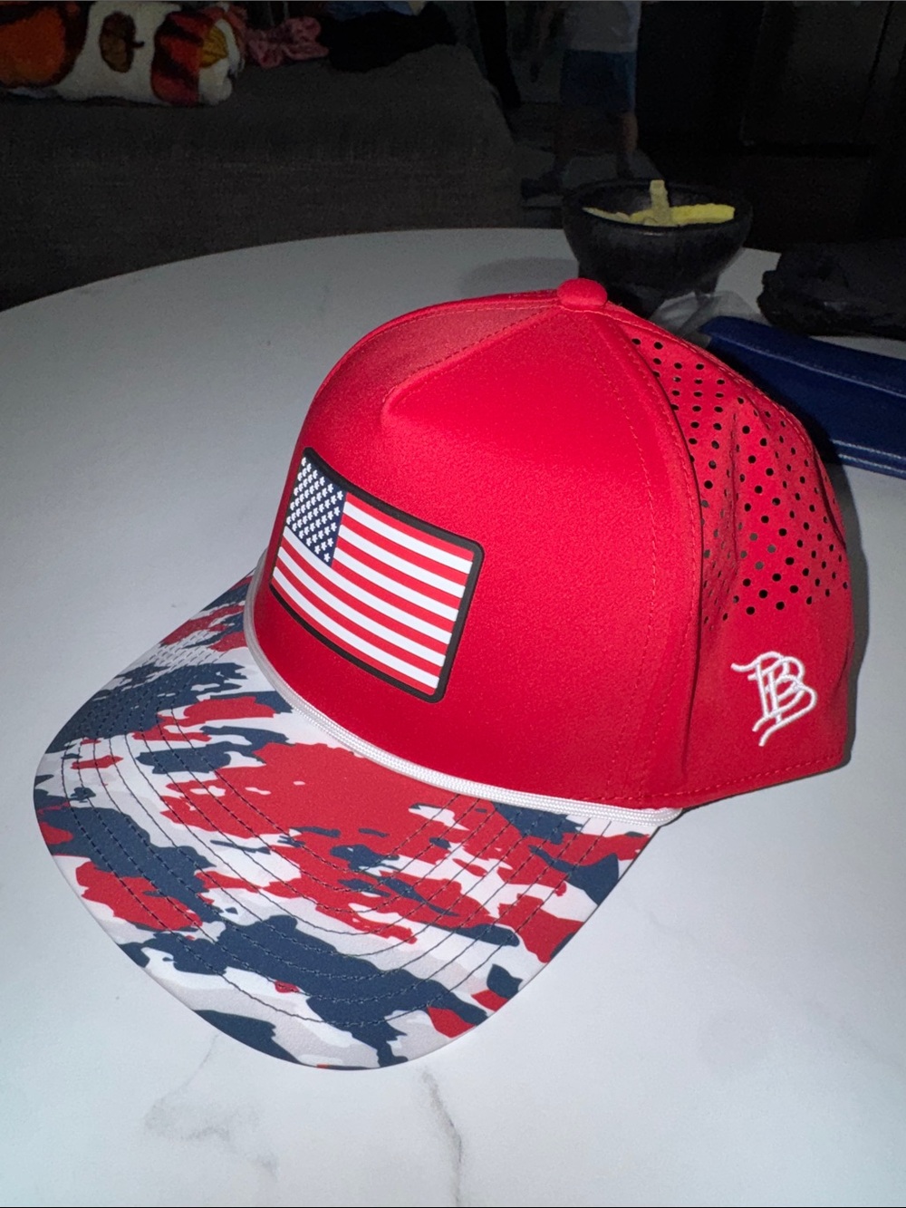 Branded bills Red Patriotic Baseball Cap with American Flag